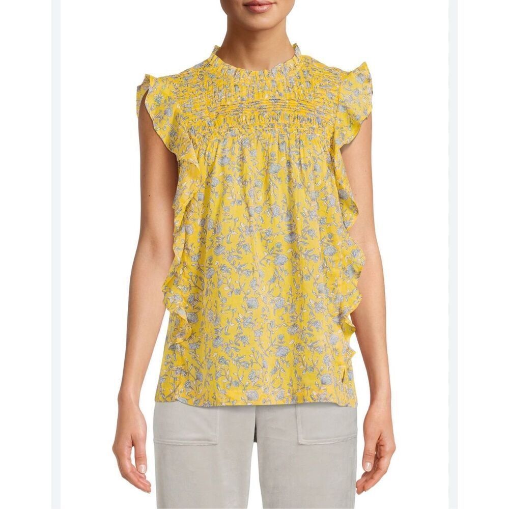 NWT Beachlunchlounge Top Blouse Floral 100% Cotton